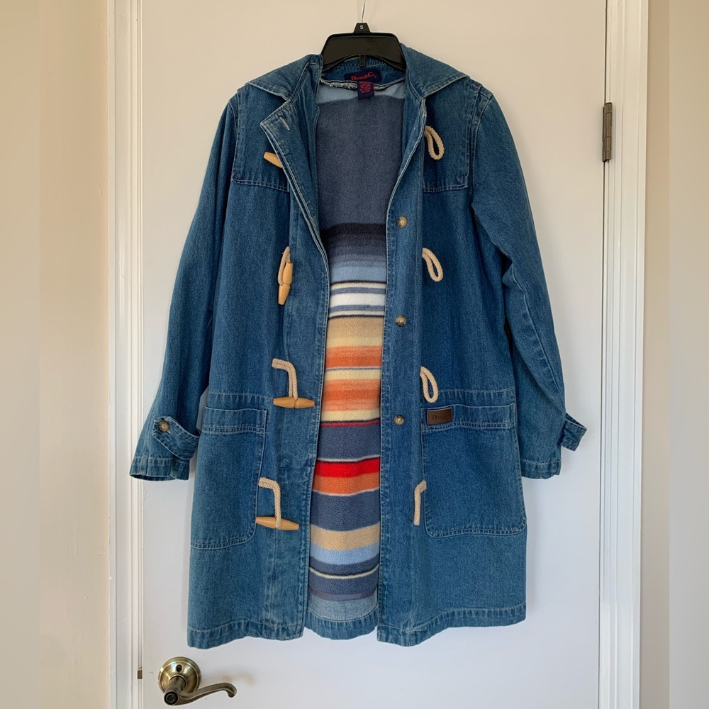 Vintage Denim & Co Fleece Lined Women’s Size SMALL Long Jean Jacket
